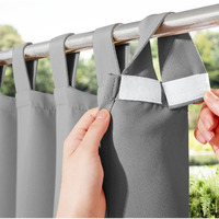 Nicetown Outdoor Curtain For Patio Waterproof 95 Inch Length, Sticky Tab Top Thermal Insulated Blackout Window Treatment Divider Protect Privacy For Cabana/Arbor, Silver Grey, 1 Piece, W52 X L95