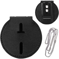 Sheriff Badge Holder,Universal Police Badge Holder Belt Clip,Law Enforcement Badge Holder, Fixed Metal Clip And Chain Included - Circle