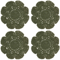 Phantomon 8 Inch Doilies Crochet Round Lace Doily Handmade Placemats 100% Cotton Crocheted Coasters, Pack Of 4 (Green)