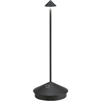 Zafferano Pina Pro Cordless Led Table Lamp (Black) Powder-Coated Aluminum, Touch Dimmable, Indoor Outdoor, Contact Charging Base, Usa Plug, 114A 29Cm