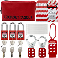 Lockout Tagout Kit Electrical Loto - Group Lockout Hasps, Lockout Tags, Safety Padlocks With Number, Nylon Ties With Pocket Bag(Red Kit)