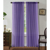 Sapphire Home Window Sheer Curtain - 2 Panels Window Curtains Wrod Pocket, Voile Sheer Curtains 63 Inch Length 2 Panels For Bedroomliving Room, Window Curtain Panels 54 X 63 Inches (Purple)