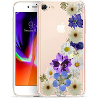 Unov Case For Iphone Se (2022) Iphone Se (2020) Iphone 8 Iphone 7 Case Clear With Design Embossed Pattern Tpu Soft Shock Bumper Absorption Slim Protective 4.7 Inch (Flower Blossom)