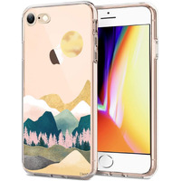 Unov Case For Iphone Se (2022/2020), 8, 7 - Clear Embossed Sierra Mountains Design, Tpu Soft Shock Bumper, Slim Protection (4.7 Inch)