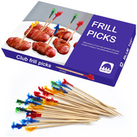 Blue Top Wood Frill Picks Toothpicks 2.5 Inch Value Pack 1600Pcs,Cocktail Party Toothpicks Wood Decorative Toothpicks For Fruit,Appetizers,Club Sandwiches,Great To Use At Valentine\'s Day And Parties.