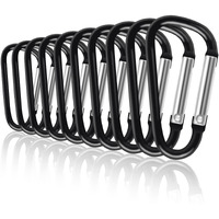 Upins 100Pcs Carabiner Clips, Aluminum Locking Spring Hook Keychain D Shape Heavy Duty Buckle Pack Carabiners Clip Lock Snap Hooks Backpack Clip