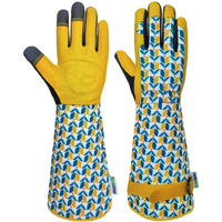 Msupsav Women\'s Medium Garden Gloves With Floral Pattern, Breathable Canvas Back, Foam Padded Palm For Weeding, Pruning, Landscaping