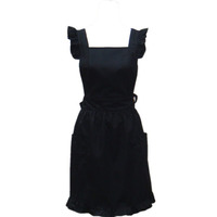 Hyzrz Lovely Retro Ladys Aprons For Women Girls Cake Kitchen Fashion Cooking Apron Chic With Pockets For Gift Chic 100% Cotton (Black)