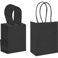 Djinnglory 60 Pack Tiny Mini Black Paper Gift Party Goodie Bags With Handles Bulk 6.3 X 4.7 X 2.75 Inch For Halloween Birthday Favors Treats, Diy Crafts, Small Business Merchandise Kraft Bags