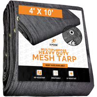 Xpose Safety Heavy Duty Mesh Tarp - 4 X 10 - Multipurpose Black Protective Cover With Air Flow - Use For Tie Downs, Shade, Fences, Canopies, Dump Trucks - Weather And Tear Resistant
