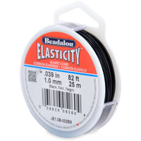 Beadalon Elasticity Stretch Cord, 10 Mm 039 In, Black, 25 M 82 Ft