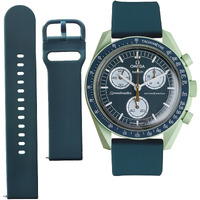 Watch Band For Omega X Swatch Moonswatch Watch Strap Speedmaster 20Mm Quick Release Rubber Watch Strap Replacement (Dark Green, 20 Mm)