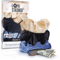 Lokistashed 3-Pack Velvet Hair Tie Scrunchies For Vsco Girls  Women, The Original Hidden Pocket Scrunchie With Zipper Pocket Storage, Accessories, Small Items, Keys, Money - Navy, Tan, Black Color