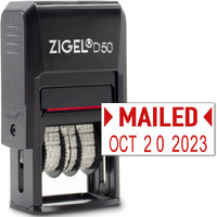 Zigel D50 Date Stamp With Mailed - Self Inking Date Stamp - Red