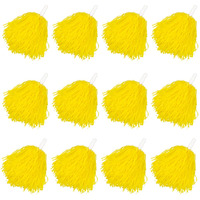 Faxco 12Pack Plastic Pom Poms Cheerleading Pom Poms Sports Dance Cheer Plastic Pom Pom For Rooters,Cheering Squard,Cheering Team (Yellow)