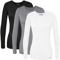 Sivvan Scrubs For Women - Long Sleeve Comfort Underscrub Tee 3-Pack - S85003 - White - S