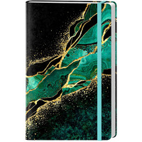 Huamxe Lined Journal Notebook, Hardcover, Medium 5.7 X 8.4 In, 160 Pages Thick Paper, Cute Aesthetic A5 College Ruled Notebook For Journaling Writing Work Office School Women Men, Green Gold Marble