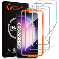 4-Pack] Fangtian For Samsung Galaxy S23 Screen Protector 5G Not Glass] - Film For S23 Screen Protector 7H Hybrid]Fingerprint Compatible]Alignment Tool]61Inch]