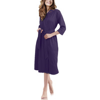 Ny Threads Luxurious Women Knit Robe Kimono Cotton Blend Bathrobe Ladies Loungewear Sleepwear (X-Large, Royal Purple)