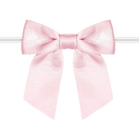 Rainbow Pana 60 Pack Twist Tie Bows For Treat Bags 3 Baby Pink Satin Ribbon Bows For Package Craft Gift Wrapping Decoration