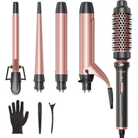 Wavytalk 5 In 1 Curling Iron Set With Curling Brush And 4 Interchangeable Ceramic Curling Wand (0.35\"-1.25), Instant Heat Up, Dual Voltage Hair Curler