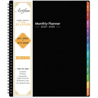 2025-2028 Monthly Planner/Calendar - 3 Year Monthly Planner 2025-2028, Jul.2025 - Jun.2028, 9\" X 11\", Monthly Planner 2025-2028 With Colorful Tabs, 36 Monthly Planner With Inner Pockets - Black