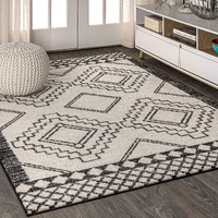 Jonathan Y Moh200A-4 Amir Moroccan Beni Souk Indoor Area-Rug Bohemian Farmhouse Rustic Geometric Easy-Cleaning Bedroom Kitchen Living Room Non Shedding, 4 X 6, Cream,Black