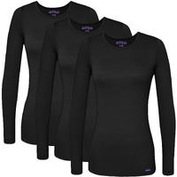 Sivvan Scrubs For Women - Long Sleeve Comfort Underscrub Tee 3-Pack - S85003 - Black - Xs
