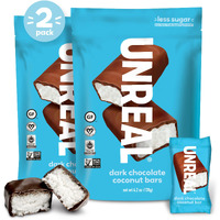 Unreal Dark Chocolate Coconut Bars  3G Sugar  Certified Vegan, Gluten Free, Fair Trade, Non-Gmo  No Sugar Alcohols Or Soy  2 Bags
