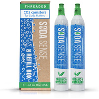 Soda Sense 60L Threaded Co2 2 Pack Canister Refill, Compatible W/All Threaded \'screw-In\' Soda Makers Including Sodastream [Excludes Art, Terra & Duo]