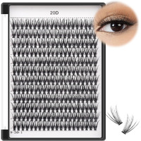 Bodermincer Black Cluster Lashes 240Pcs 20D/40D Diy Eyelash Extension D Curl Long Individual Lashes Mixed Tray Faux Mink Lash Clusters Extensions 8-22Mm (20D-14Mm)