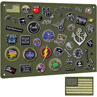 Ironseals Tactical Board Patch Organizer Holder Display With Loop Surface, Steel Ring And Flag Patch (S: 60 X 45 Cm/ 23.6\" X 17.7\", Green + Flag Patch)