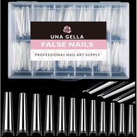 Una Gella Coffin Nails Tips No C Curve 216Pcs Extra Long Nail Tips Clear Coffin Acrylic Nail Tips For Coffin Nails Clear Coffin Nail Tips Xxl Nail Tips Coffin Fake False Nails For Nail Extension Nail Art, Home Diy Salon 12 Sizes Gelly Tips