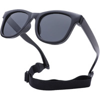 Coasion Bendable Flexible Polarized Newborn Baby Sunglasses With Strap For Infant Boys Girls Age 0-12 Months (Glossy Black/Gray)