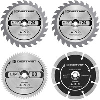 Enertwist 4-12 Inch Compact Circular Saw Blade Set, Pack Of 4-Pieces Tcthssdiamond Saw Blades Assorted For Woodplasticmetaltile Cutting, 38In Arbor, Et-Csa-4