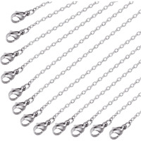 Wholesale 12 Pcs Genuine Stainless Steel Fine Cable Chain Necklace Chains Bulk For Jewelry Making 18-30 Inches (30 Inch(2Mm))