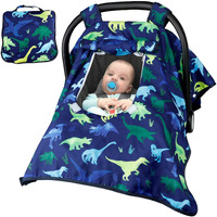 Carseat Cover Boy, Winter Baby Carseat Seat Cover, Carseat Canopy Cozy & Warm Cover With Peep Windows, Blue Dinosaur Stuff
