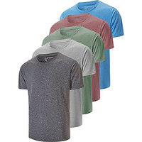 5 Pack: Mens Activeadry-Fit T-Shirt, Athletic Running Gym Workout Short Sleeve Teeashirts For Men (Large)