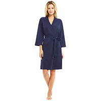 U2Skiin Womens Cotton Robes, Lightweight Robes For Women With 3/4 Sleeves Knit Bathrobe Soft Sleepwear Ladies Loungewear(Navy,Xl)