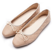 Afeetsing Women\'s Cap Toe Ballet Flats Comfortable Bow Dressy Flats Shoes For Women (B-Nude, Numeric_8)