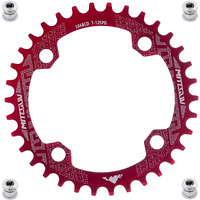 Ybeki 30T 32T 34T 36T 38T 40T 42T 44T 46T 48T 50T 52T Chainring 104Bcd Round Oval Narrow Wide Single Bike Chainring For 8 9 10 11 Speed Mountain Bike Road Bike Mtb Bmx (Red Round, 42T)