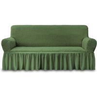 Niceec Sofa Slipcover Green Sofa Cover 1 Piece Easy Fitted Sofa Couch Cover Universal High Stretch Durable Furniture Protector With Skirt Country Style (3 Seater Olive)