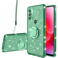 Kudini For Moto G Pure Phone Case, Moto G Power 2022 Case Moto G Play 2023 Case For Women Glitter Crystal Clear Tpu Luxury Bling Protective Cover With Kickstand Strap For Moto G Pure (Glitter Green)