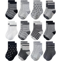 Rative 12-Pack Cotton Crew Socks For Unisex Baby Infant Toddler Kids Boys Girls(1-3T,12-Pairs/Ru-3Cun)