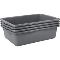 Eagrye 4-Pack Large Bus Tubs, Commercial Tote Box, Plastic Bus Box, 32 L, Grey