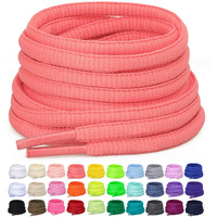 Puzeam 2 Pairs Oval Athletic Shoelaces 30 Colors 1/4\" Half Round Shoe Laces For Sneakers - Watermelon Red 140