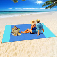 Beach Blanket, Beach Mat Sand Free Waterproof 79" X 83" Suitable For 4-7 Adults, Waterproof Lightweight Picnic Blankets For Travel, Camping, Hiking