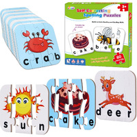 80 Words Self-Correcting Spelling Puzzles, Double-Sided Three And Four Letter Words With Matching Images, Perfect For Preschool Learning