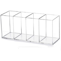 Acrylic Pen Holder 4 Compartments Clear Pencil Holder Organizer Makeup Brush Holder