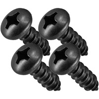 Black License Plate Screws, Black Head Stainless Steel Screws With Pan Head, Black Oxidized Finish (Pack Of 4)